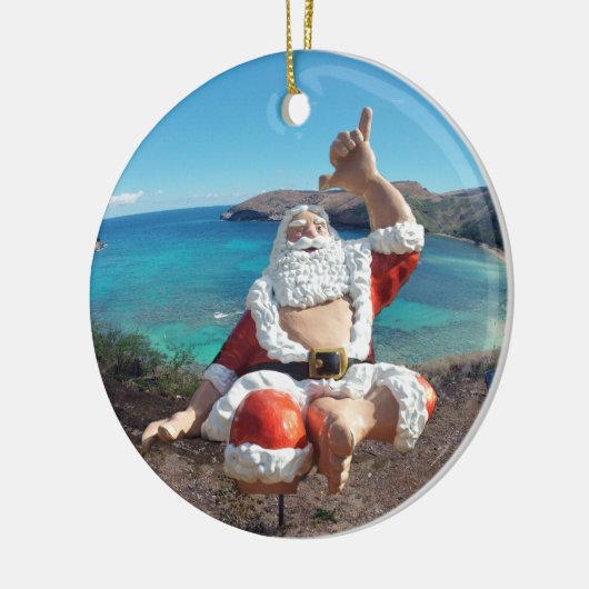 Sinterklaas in Hawaii Keramisch Ornament (Links)
