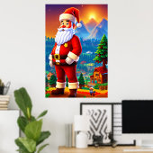 Sinterklaas in het bergdorp | AI Art Poster (Thuiskantoor)
