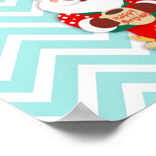 Sinterklaas in rode pyjama's met een mok poster (Hoek)