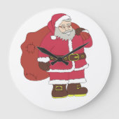 Sinterklaas in rood met cadeautas en eierlassen grote klok (Voorkant)