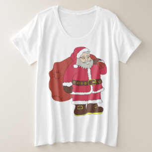Sinterklaas in rood met cadeautas en eierlassen grote maat t-shirt
