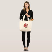 Sinterklaas in rood met cadeautas en eierlassen grote tote bag (Voorkant (model))