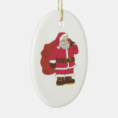 Sinterklaas in rood met cadeautas en eierlassen keramisch ornament (Rechts)