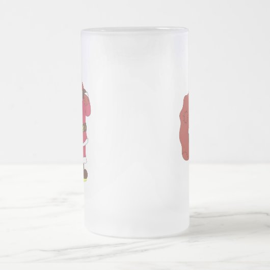 Sinterklaas in rood met cadeautas en eierlassen matglas bierpul (Center)