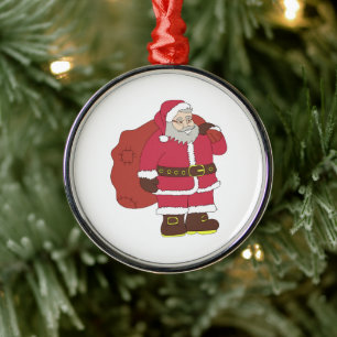 Sinterklaas in rood met cadeautas en eierlassen metalen ornament