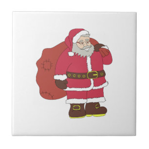 Sinterklaas in rood met cadeautas en eierlassen tegeltje