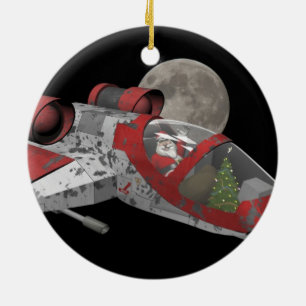 Sinterklaas in ruimteschip keramisch ornament
