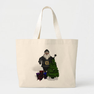 Sinterklaas in zwart leder grote tote bag