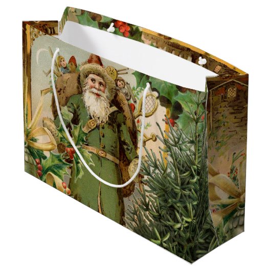 Sinterklaas Kerst Antiek Mooie Kunst Groot Cadeauzakje (Achterkant Gekanteld)