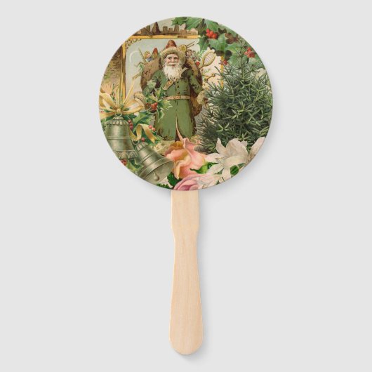Sinterklaas Kerst Antiek Mooie Kunst Handwaaier (Achterkant)