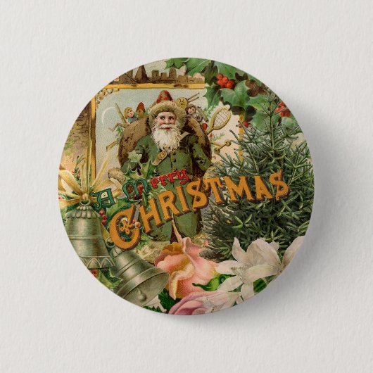 Sinterklaas Kerst Antiek Mooie Kunst Ronde Button 5,7 Cm (Voorkant)
