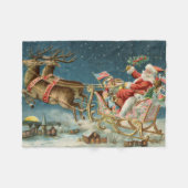 Sinterklaas Kerst Antiek Sleigh Rendier Fleece Deken (Voorkant (Horizontaal))