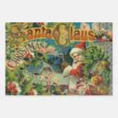 Sinterklaas Kerst Antiek Sleigh Rendier Inpakpapier Vel (Voorkant 3)