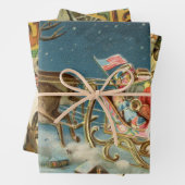 Sinterklaas Kerst Antiek Sleigh Rendier Inpakpapier Vel (In situ)