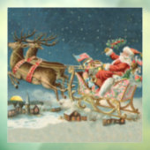 Sinterklaas Kerst Antiek Sleigh Rendier Raamsticker (Vel 3)