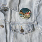 Sinterklaas Kerst Antiek Sleigh Rendier Ronde Button 5,7 Cm (In situ)