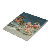 Sinterklaas Kerst Antiek Sleigh Rendier Tegeltje (Zijkant)