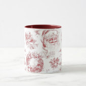 Sinterklaas Kerst Franse Country Red Toile Mok (Midden)