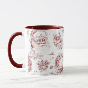 Sinterklaas Kerst Franse Country Red Toile Mok