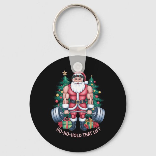 Sinterklaas Kerst Gym Workout Ho-ho-hold Dat Sleutelhanger (Voorkant)