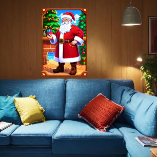 Sinterklaas, kerstboom en cadeaus   AI Art Poster