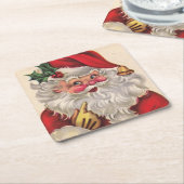 Sinterklaas Kerstfeest Drink Set van 6 Vierkante Kartonnen Onderzetter (Schuin)