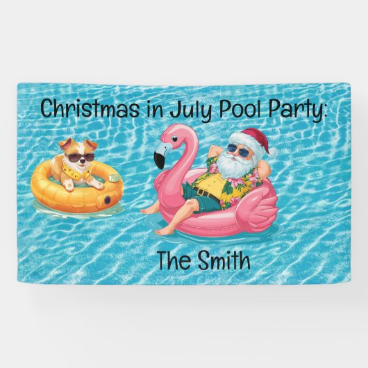 Sinterklaas Kerstmis in juli Pool Party Spandoek (Horizontaal)