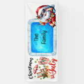 Sinterklaas Kerstmis in juli Pool Party Spandoek (Verticaal)