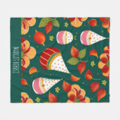 Sinterklaas Kerstmis speelgoed Retro Patroon Fleece Deken (Voorkant (Horizontaal))