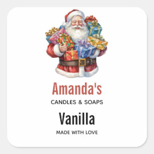 Sinterklaas Klassieke Kerst Kaars Crafting Vierkante Sticker