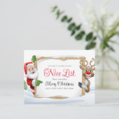 Sinterklaas leuke lijst en een rode neus rendier X Feestdagenkaart (Staand voorkant)