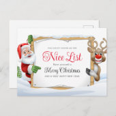Sinterklaas leuke lijst en een rode neus rendier X Feestdagenkaart (Voorkant / Achterkant)