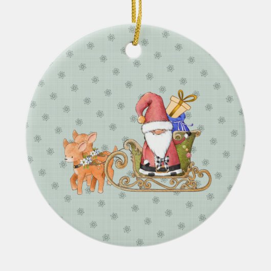 Sinterklaas met aangepaste rendel- en bovenlaag keramisch ornament (Voorkant)