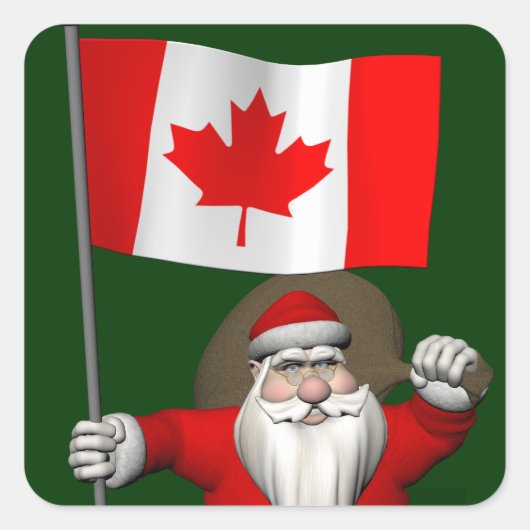 Sinterklaas met aftekening van Canada Vierkante Sticker (Voorkant)