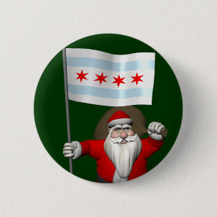 Sinterklaas met aftekening van Chicago Ronde Button 5,7 Cm