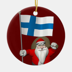 Sinterklaas met aftekening van Finland Suomi Keramisch Ornament