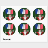Sinterklaas met aftekening van Frankrijk Ronde Sticker (Vel)