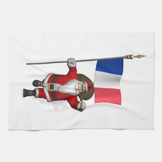 Sinterklaas met aftekening van Frankrijk Theedoek (Horizontaal)