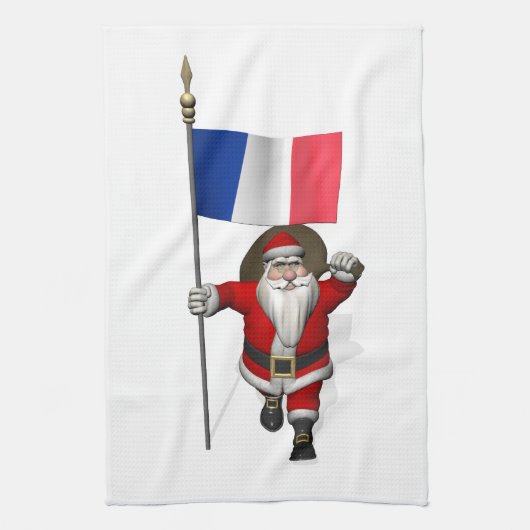 Sinterklaas met aftekening van Frankrijk Theedoek (Verticaal)