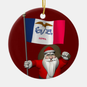 Sinterklaas met aftekening van Iowa Keramisch Ornament