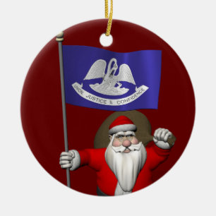 Sinterklaas met aftekening van Louisiana Keramisch Ornament
