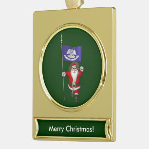 Sinterklaas met aftekening van Louisiana Verguld Banner Ornament