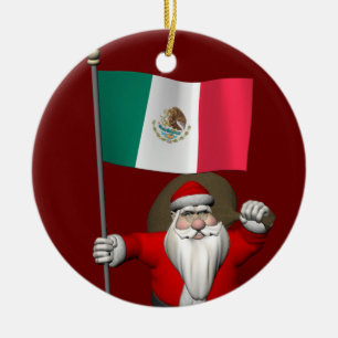 Sinterklaas met aftekening van Mexico Keramisch Ornament