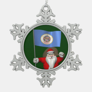Sinterklaas met aftekening van Minnesota Tin Sneeuwvlok Ornament