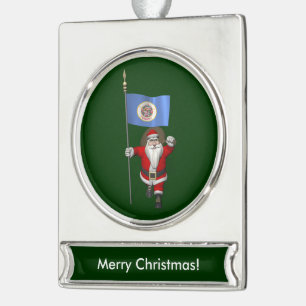 Sinterklaas met aftekening van Minnesota Verzilverd Banner Ornament