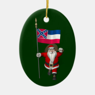 Sinterklaas met aftekening van Mississippi Keramisch Ornament