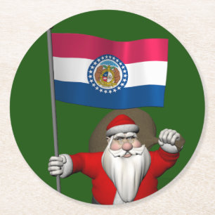 Sinterklaas met aftekening van Missouri Ronde Kartonnen Onderzetter