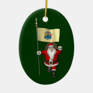 Sinterklaas met aftekening van New Jersey Keramisch Ornament