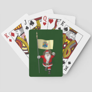 Sinterklaas met aftekening van New Jersey Pokerkaarten