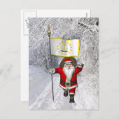 Sinterklaas met aftekening van Rhode Island Feestdagenkaart (Voorkant / Achterkant)